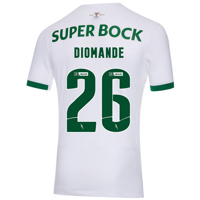 Kandiny Herren Ousmane Diomande #26 Weiß Grün Auswärtstrikot Trikot 2024/25 T-Shirt