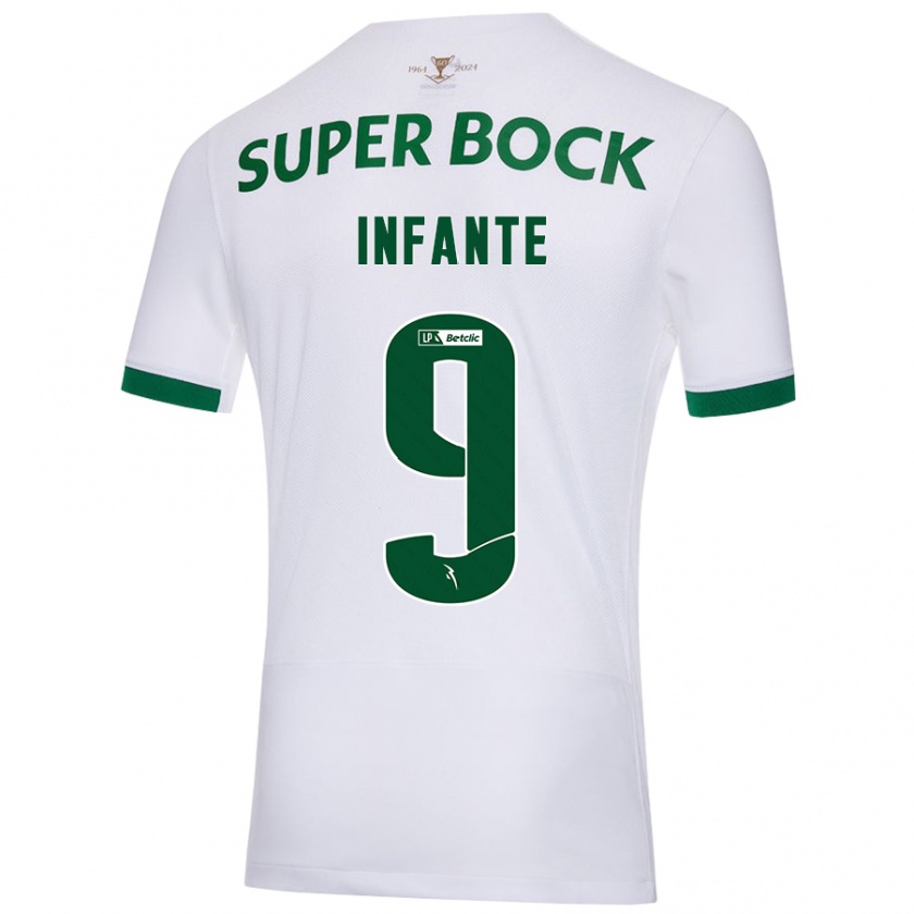 Kandiny Herren João Infante #9 Weiß Grün Auswärtstrikot Trikot 2024/25 T-Shirt