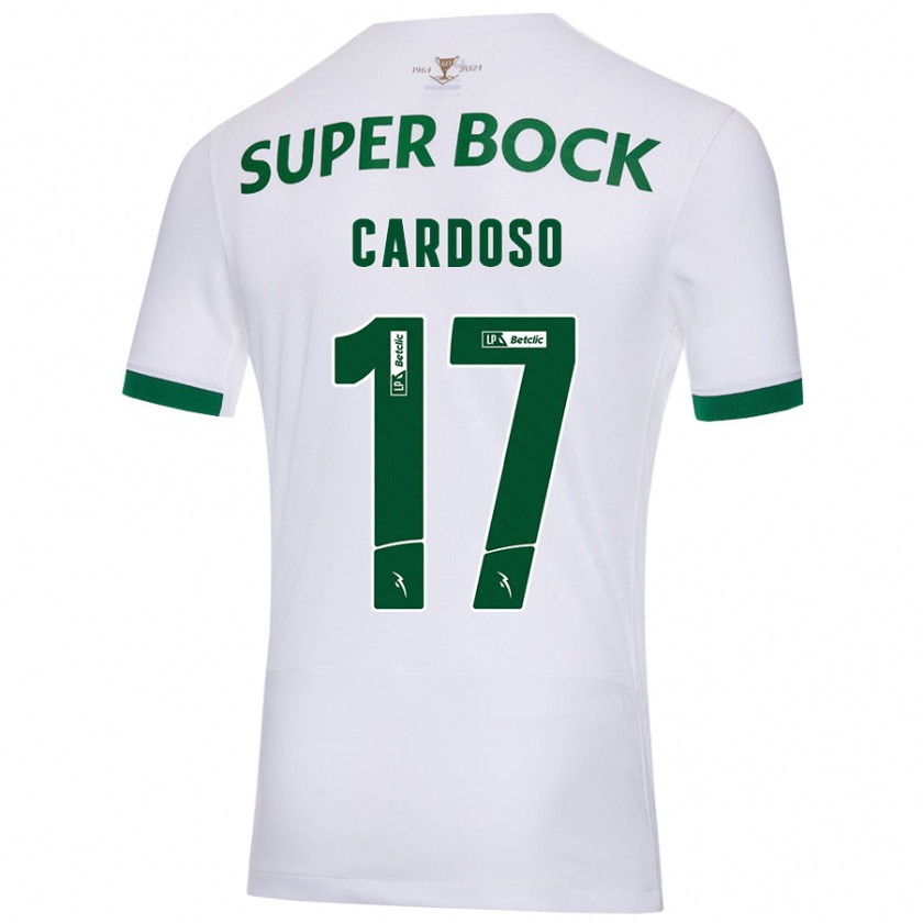 Kandiny Herren Diogo Cardoso #17 Weiß Grün Auswärtstrikot Trikot 2024/25 T-Shirt