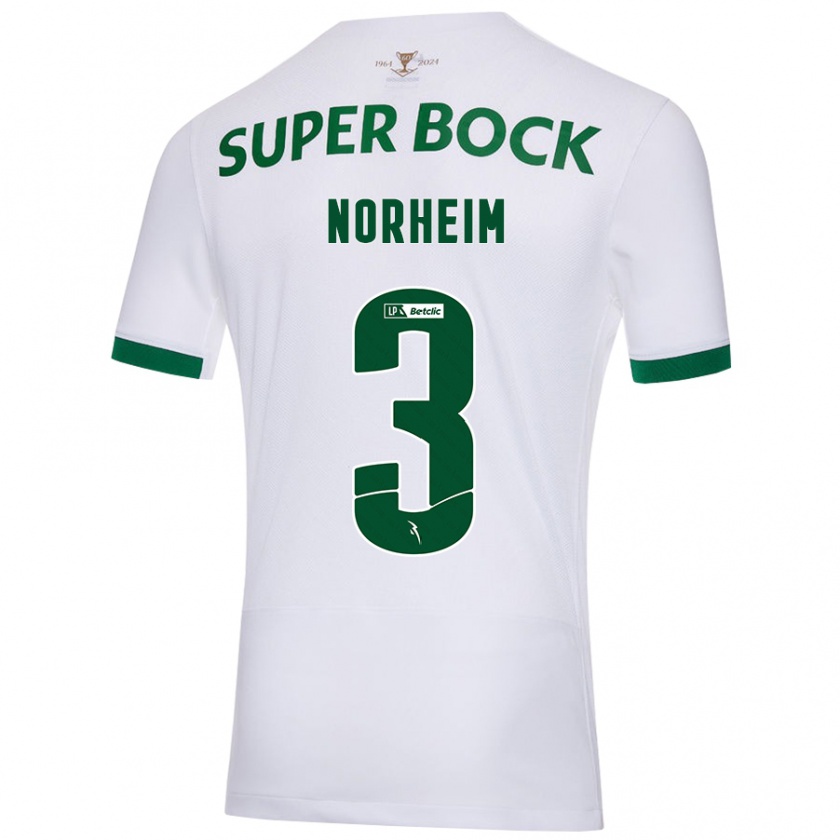 Kandiny Herren Andrea Norheim #3 Weiß Grün Auswärtstrikot Trikot 2024/25 T-Shirt