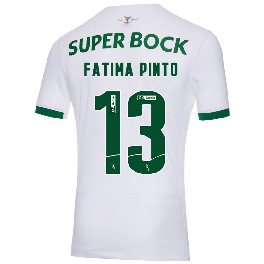 Kandiny Herren Fátima Alexandra Figueira Pinto #13 Weiß Grün Auswärtstrikot Trikot 2024/25 T-Shirt