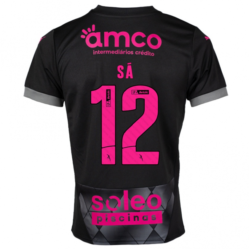 Kandiny Herren Tiago Sá #12 Schwarz Rosa Auswärtstrikot Trikot 2024/25 T-Shirt