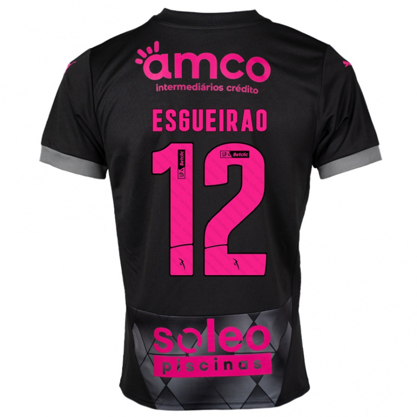 Kandiny Herren Íris Esgueirão #12 Schwarz Rosa Auswärtstrikot Trikot 2024/25 T-Shirt