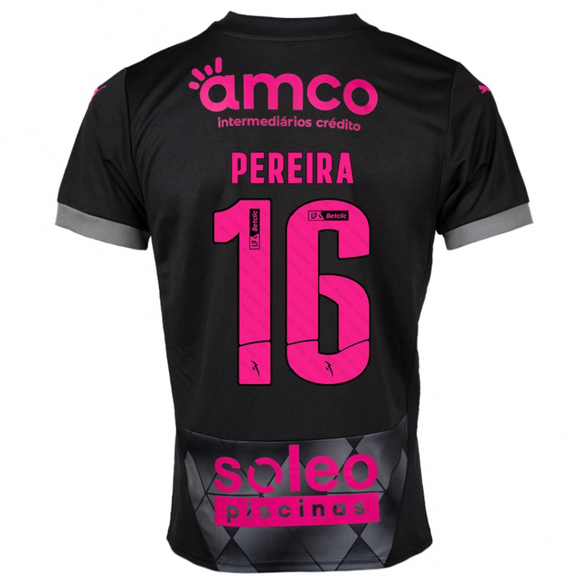 Kandiny Herren Catarina Pereira #16 Schwarz Rosa Auswärtstrikot Trikot 2024/25 T-Shirt