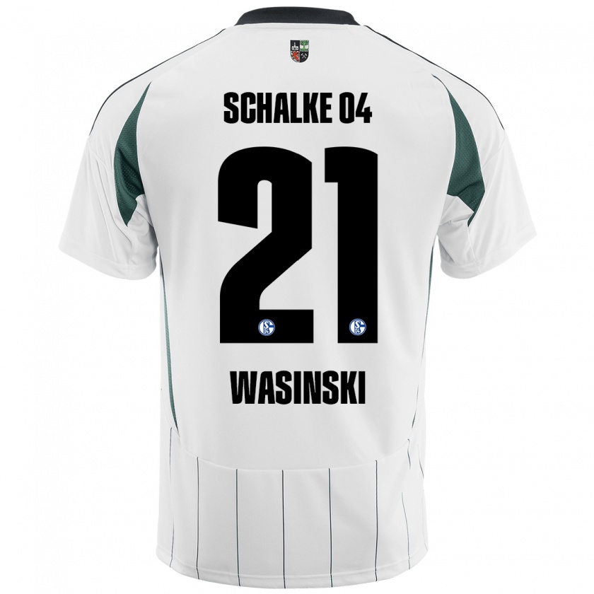 Kandiny Herren Martin Wasinski #21 Weiß Grün Auswärtstrikot Trikot 2024/25 T-Shirt