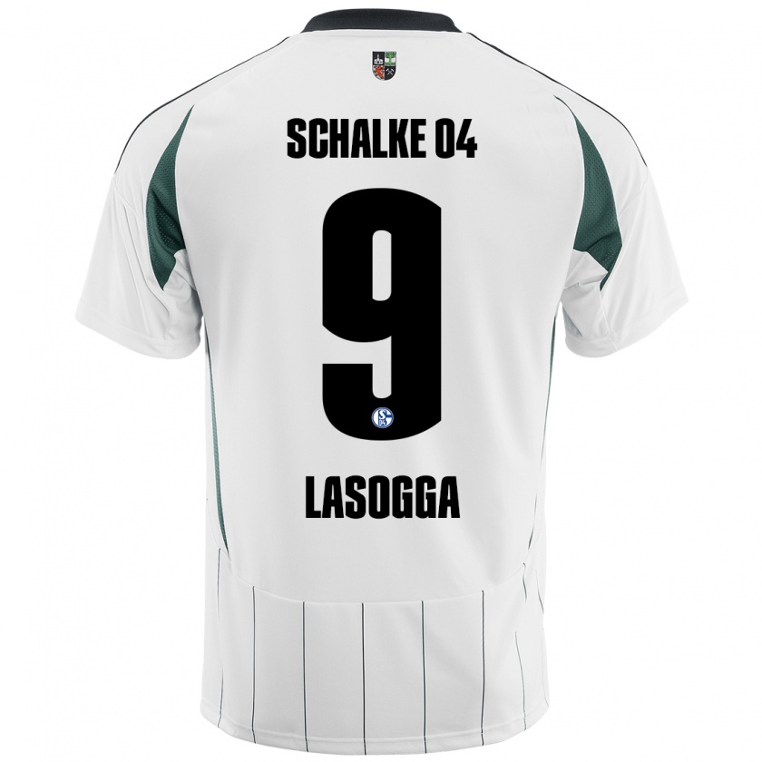 Kandiny Herren Pierre-Michel Lasogga #9 Weiß Grün Auswärtstrikot Trikot 2024/25 T-Shirt