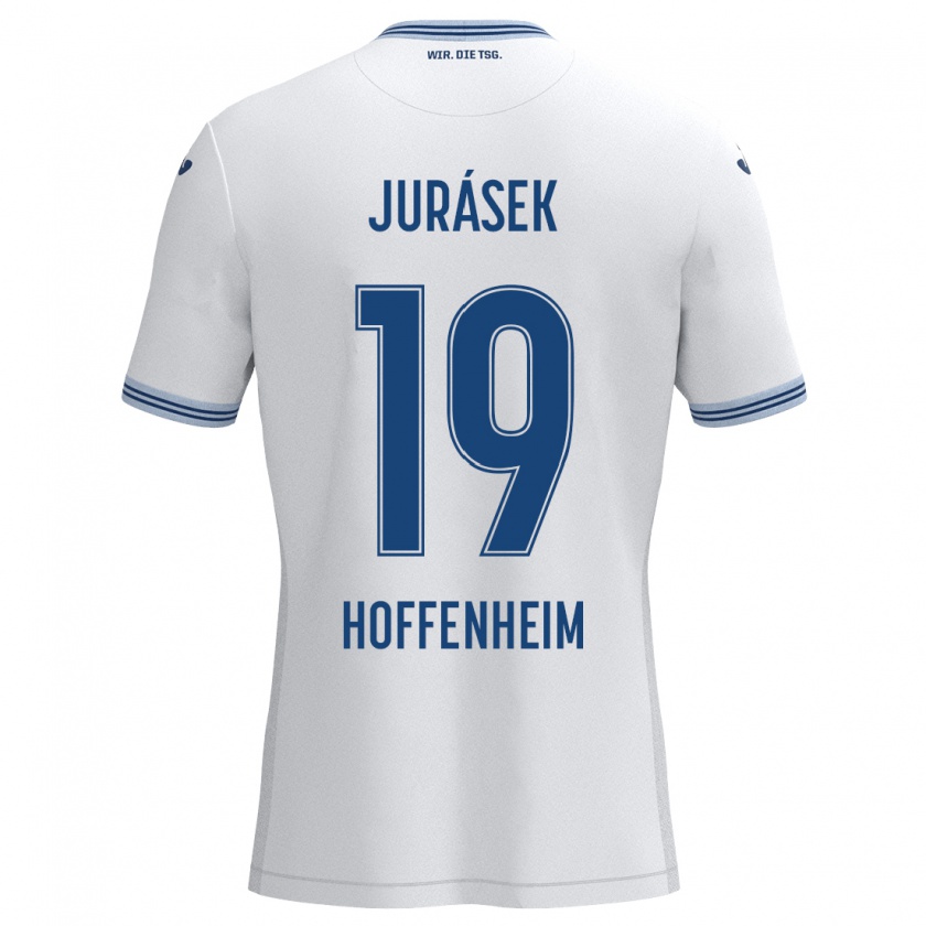 Kandiny Herren David Jurásek #19 Weiß Blau Auswärtstrikot Trikot 2024/25 T-Shirt