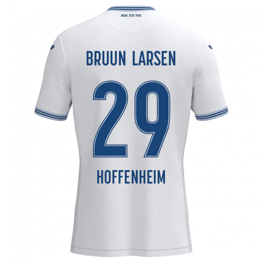 Kandiny Herren Jacob Bruun Larsen #29 Weiß Blau Auswärtstrikot Trikot 2024/25 T-Shirt