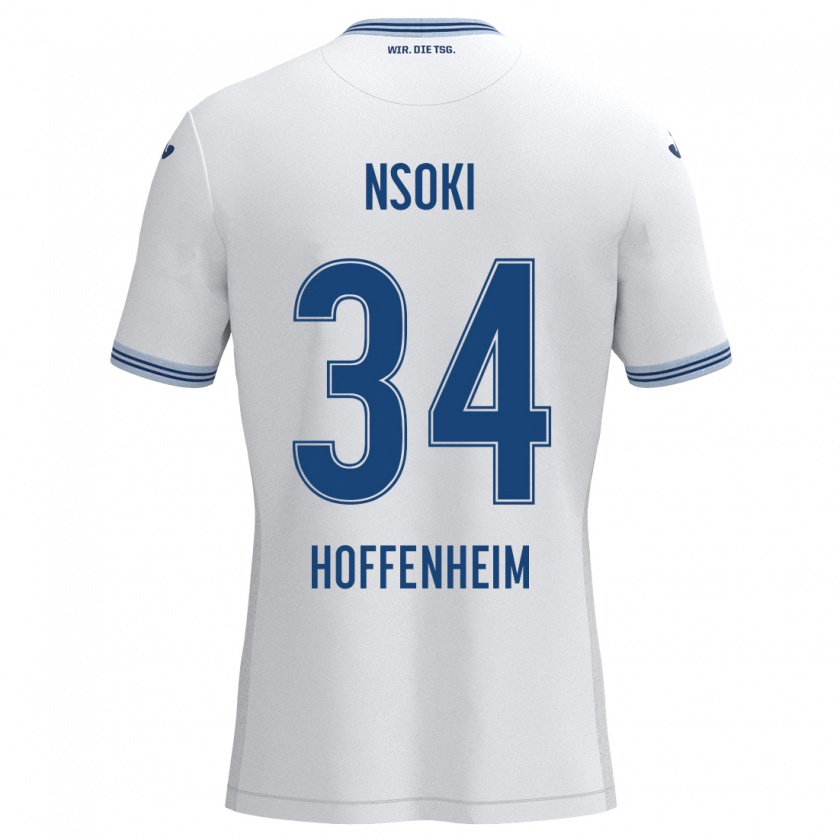 Kandiny Herren Stanley Nsoki #34 Weiß Blau Auswärtstrikot Trikot 2024/25 T-Shirt