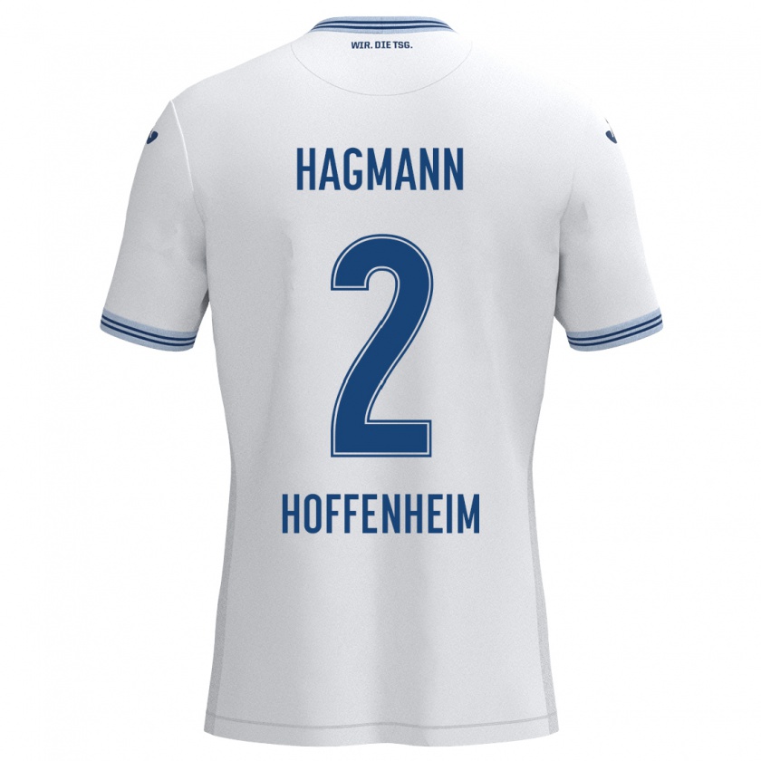 Kandiny Herren Felix Hagmann #2 Weiß Blau Auswärtstrikot Trikot 2024/25 T-Shirt