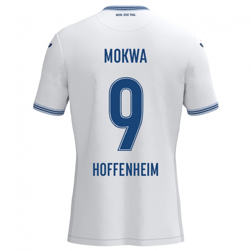 Kandiny Herren David Mokwa #9 Weiß Blau Auswärtstrikot Trikot 2024/25 T-Shirt