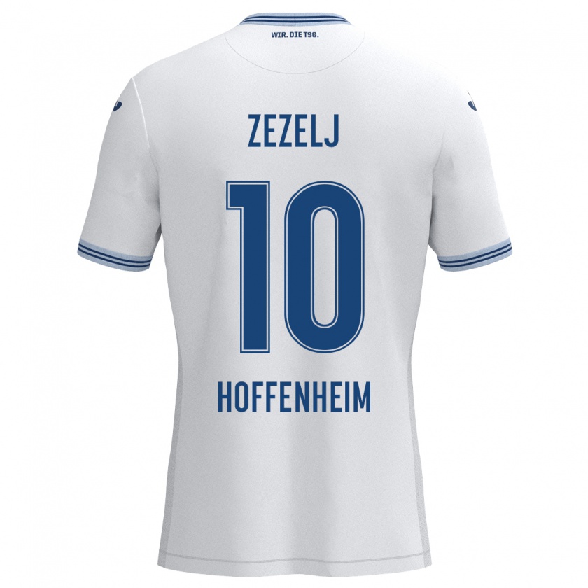 Kandiny Herren Neno Zezelj #10 Weiß Blau Auswärtstrikot Trikot 2024/25 T-Shirt