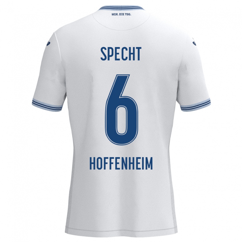 Kandiny Herren Michaela Specht #6 Weiß Blau Auswärtstrikot Trikot 2024/25 T-Shirt