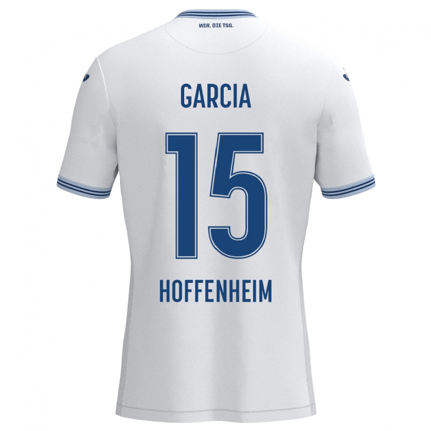 Kandiny Herren Marta Cazalla Garcia #15 Weiß Blau Auswärtstrikot Trikot 2024/25 T-Shirt