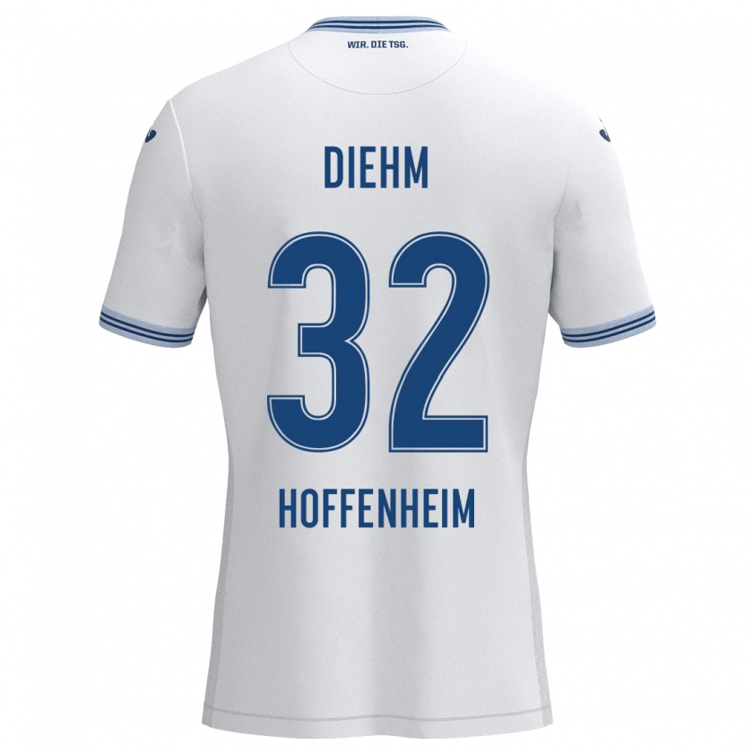 Kandiny Herren Vanessa Diehm #32 Weiß Blau Auswärtstrikot Trikot 2024/25 T-Shirt