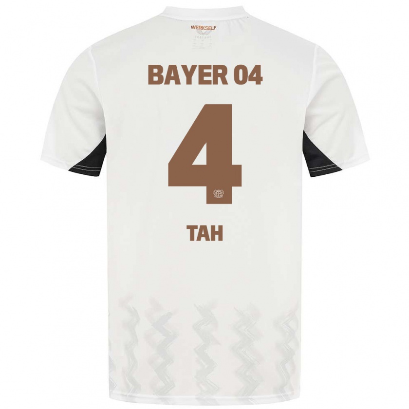 Kandiny Herren Jonathan Tah #4 Weiß Schwarz Auswärtstrikot Trikot 2024/25 T-Shirt