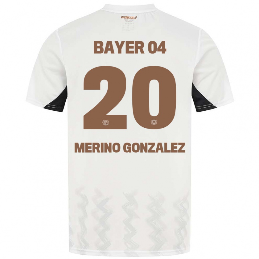 Kandiny Herren Estrella Merino Gonzalez #20 Weiß Schwarz Auswärtstrikot Trikot 2024/25 T-Shirt