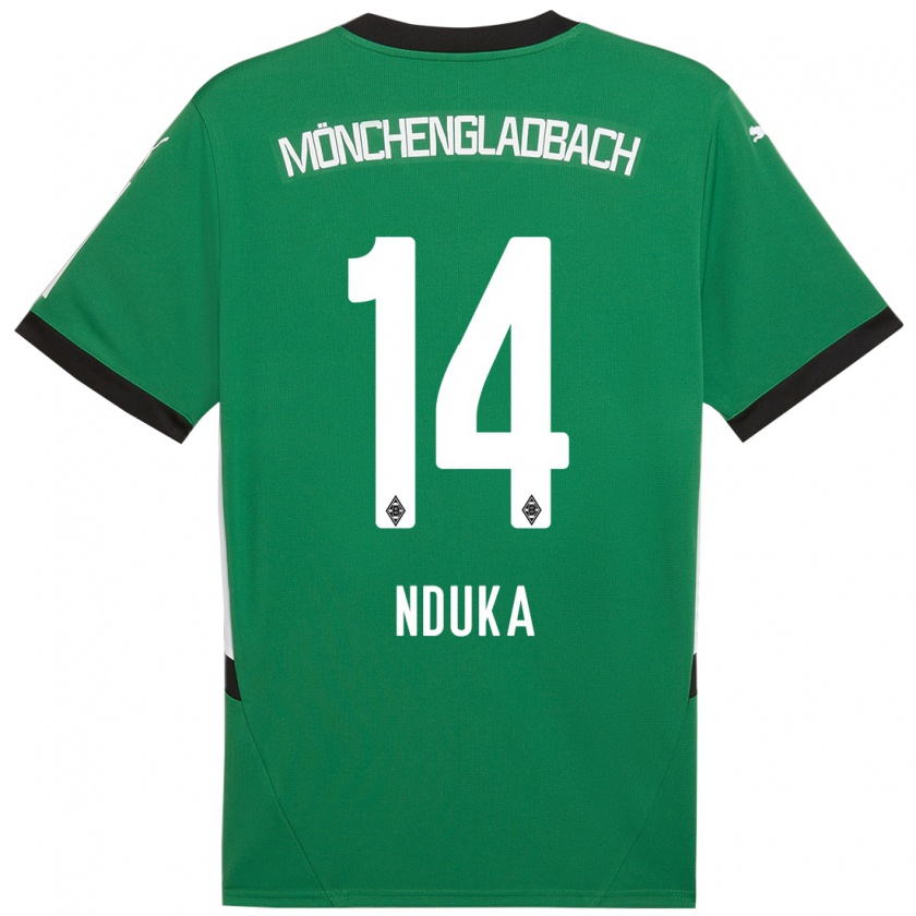 Kandiny Herren Michael Nduka #14 Grün Weiß Auswärtstrikot Trikot 2024/25 T-Shirt