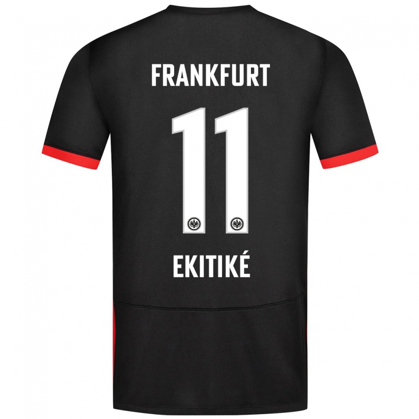 Kandiny Herren Hugo Ekitiké #11 Schwarz Auswärtstrikot Trikot 2024/25 T-Shirt