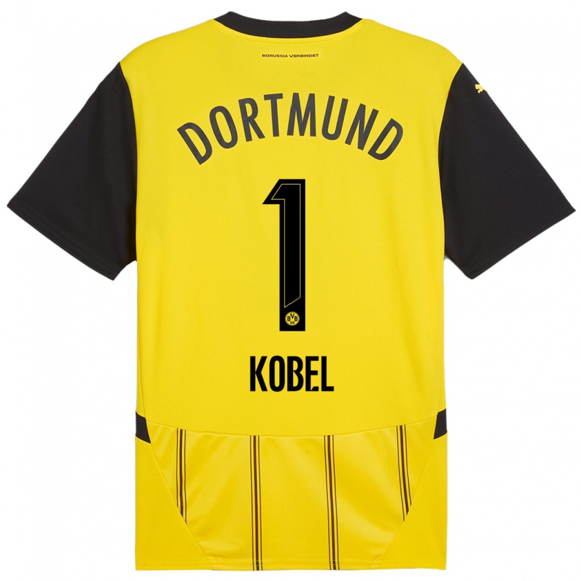 Kandiny Damen Gregor Kobel #1 Gelb Schwarz Heimtrikot Trikot 2024/25 T-Shirt