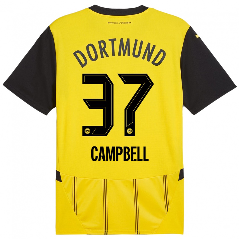 Kandiny Damen Cole Campbell #37 Gelb Schwarz Heimtrikot Trikot 2024/25 T-Shirt