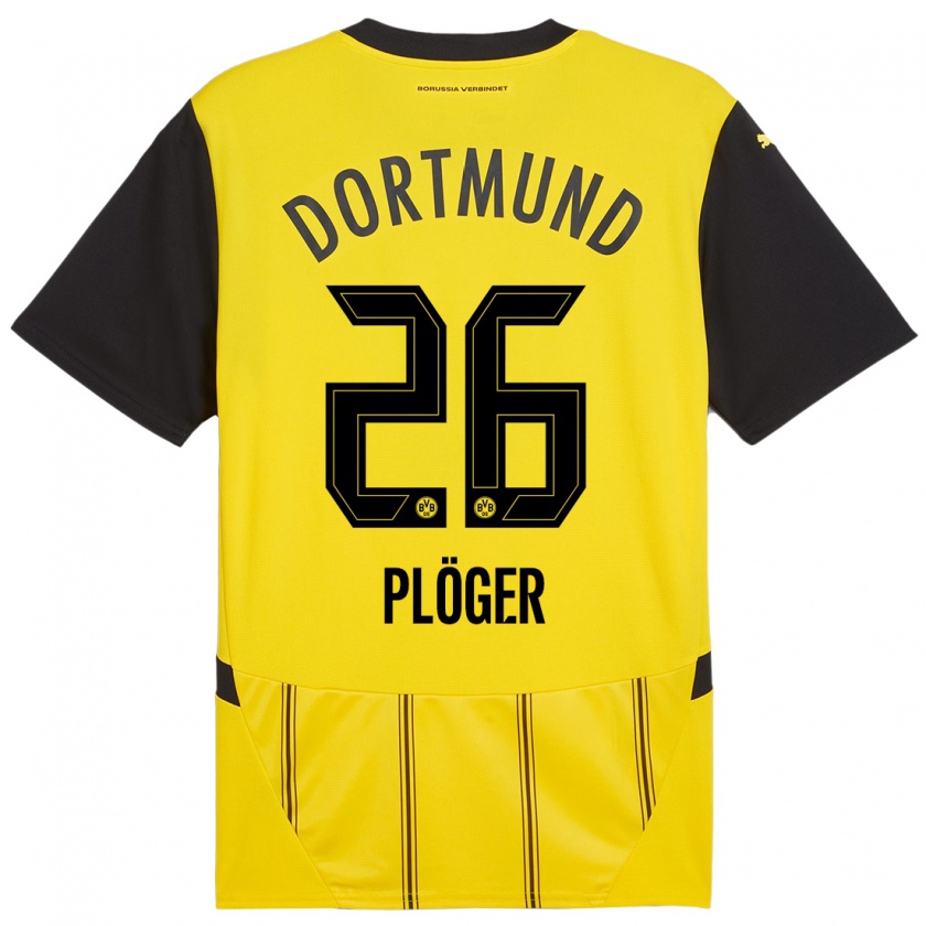 Kandiny Damen Dustin Plöger #26 Gelb Schwarz Heimtrikot Trikot 2024/25 T-Shirt