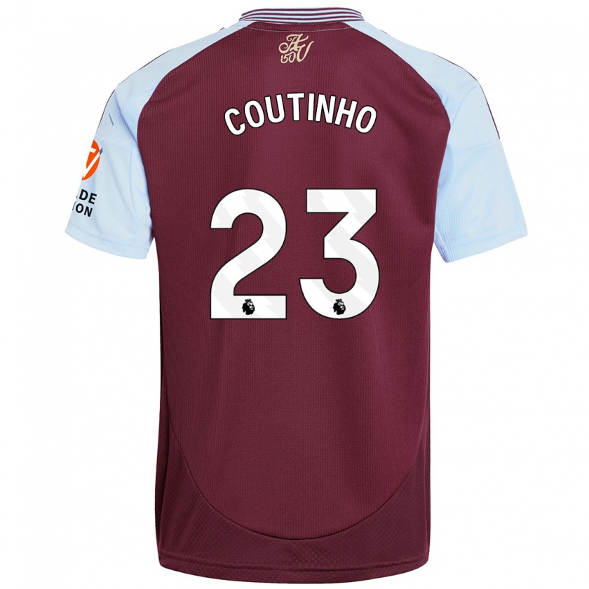 Kandiny Damen Philippe Coutinho #23 Burgunder Himmelblau Heimtrikot Trikot 2024/25 T-Shirt