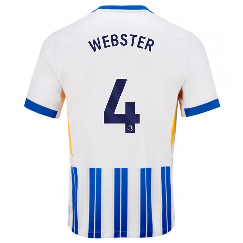 Kandiny Damen Adam Webster #4 Weiß Blaue Nadelstreifen Heimtrikot Trikot 2024/25 T-Shirt