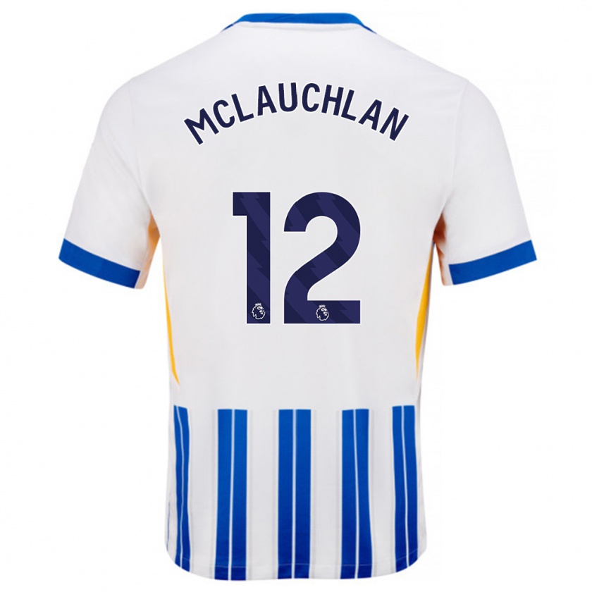 Kandiny Damen Rachel Mclauchlan #12 Weiß Blaue Nadelstreifen Heimtrikot Trikot 2024/25 T-Shirt