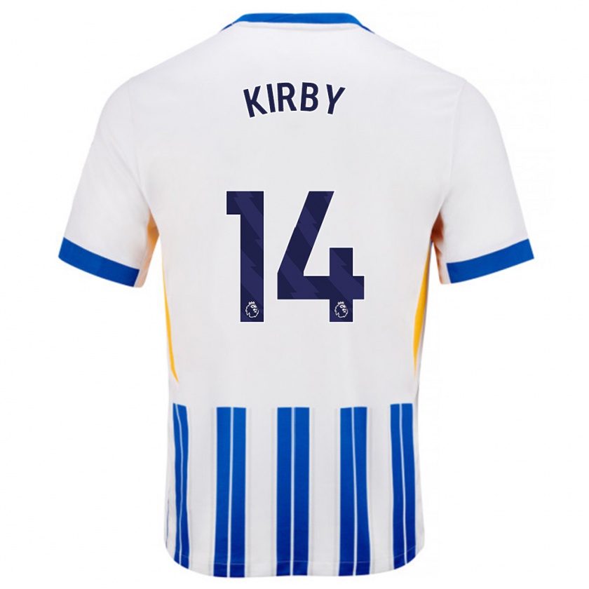 Kandiny Damen Fran Kirby #14 Weiß Blaue Nadelstreifen Heimtrikot Trikot 2024/25 T-Shirt