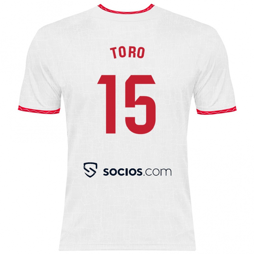 Kandiny Damen Juanan Toro #15 Weiß Rot Heimtrikot Trikot 2024/25 T-Shirt