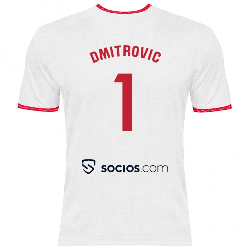 Kandiny Damen Marko Dmitrović #1 Weiß Rot Heimtrikot Trikot 2024/25 T-Shirt