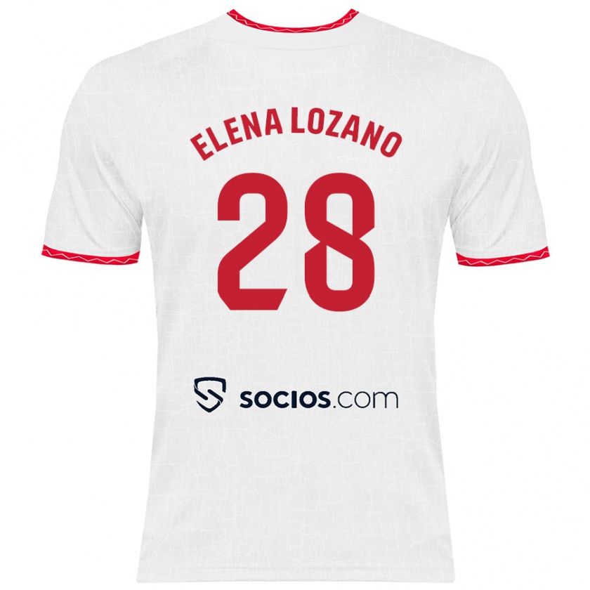 Kandiny Damen Elena Lozano Gallego #28 Weiß Rot Heimtrikot Trikot 2024/25 T-Shirt