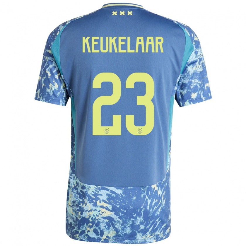 Kandiny Damen Lotte Keukelaar #23 Grau Blau Gelb Auswärtstrikot Trikot 2024/25 T-Shirt