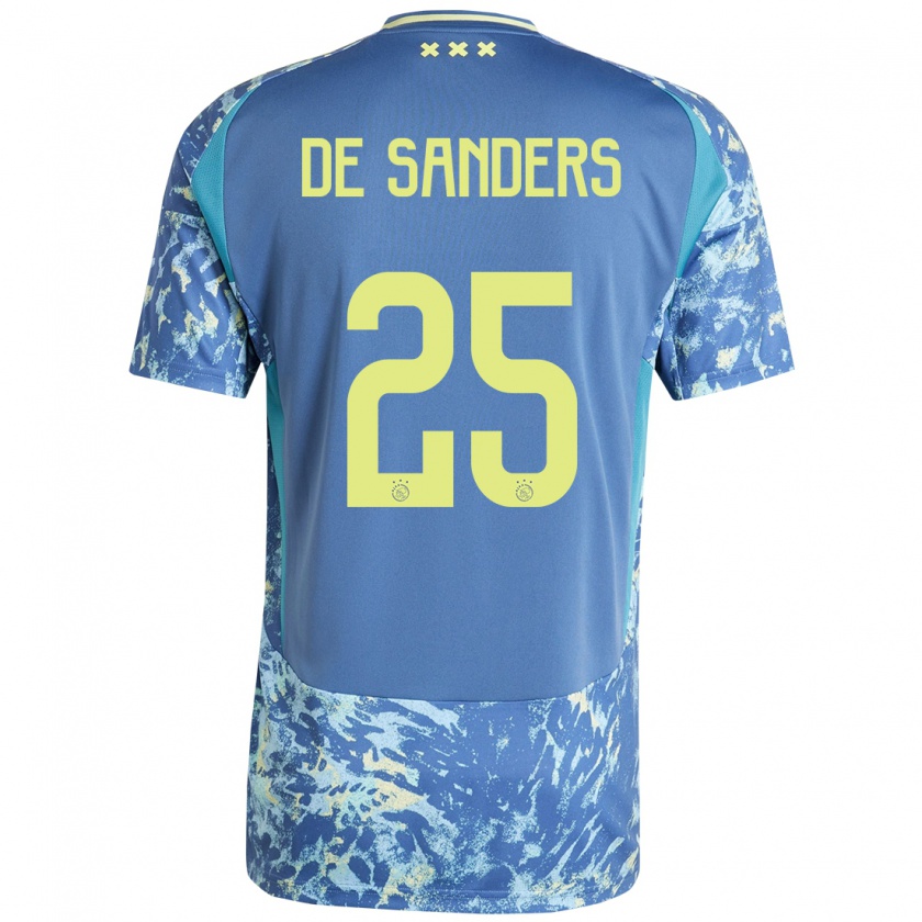 Kandiny Damen Kay-Lee De Sanders #25 Grau Blau Gelb Auswärtstrikot Trikot 2024/25 T-Shirt