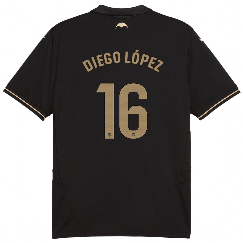 Kandiny Damen Diego López #16 Schwarz Auswärtstrikot Trikot 2024/25 T-Shirt