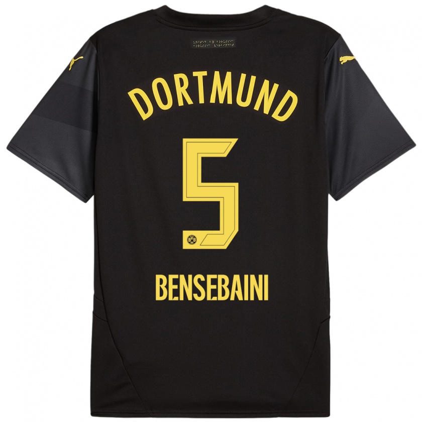 Kandiny Damen Ramy Bensebaini #5 Schwarz Gelb Auswärtstrikot Trikot 2024/25 T-Shirt