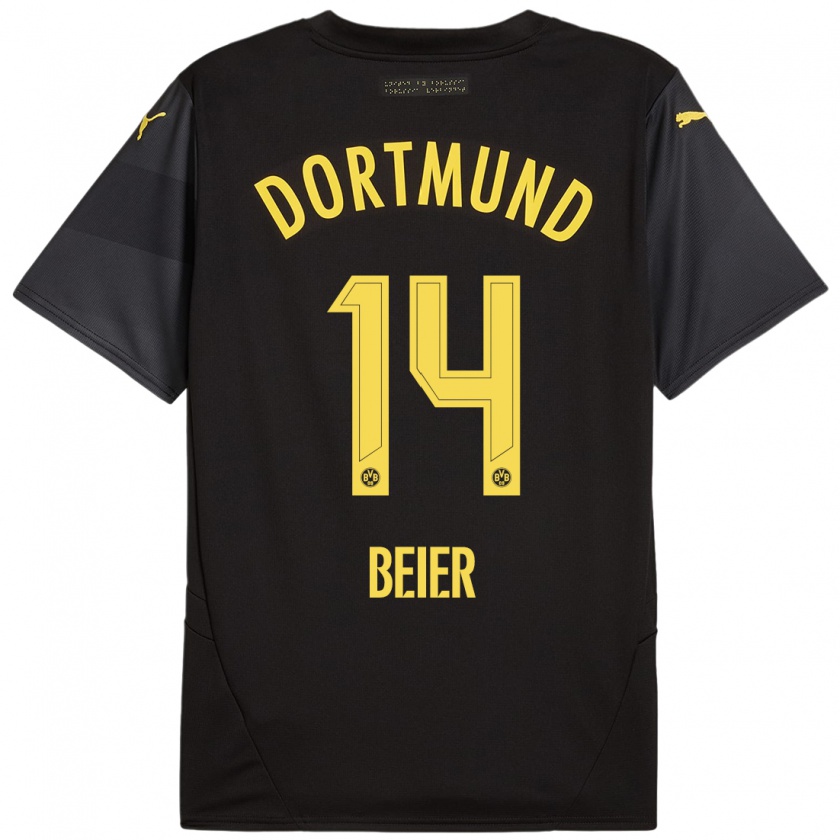 Kandiny Damen Maximilian Beier #14 Schwarz Gelb Auswärtstrikot Trikot 2024/25 T-Shirt