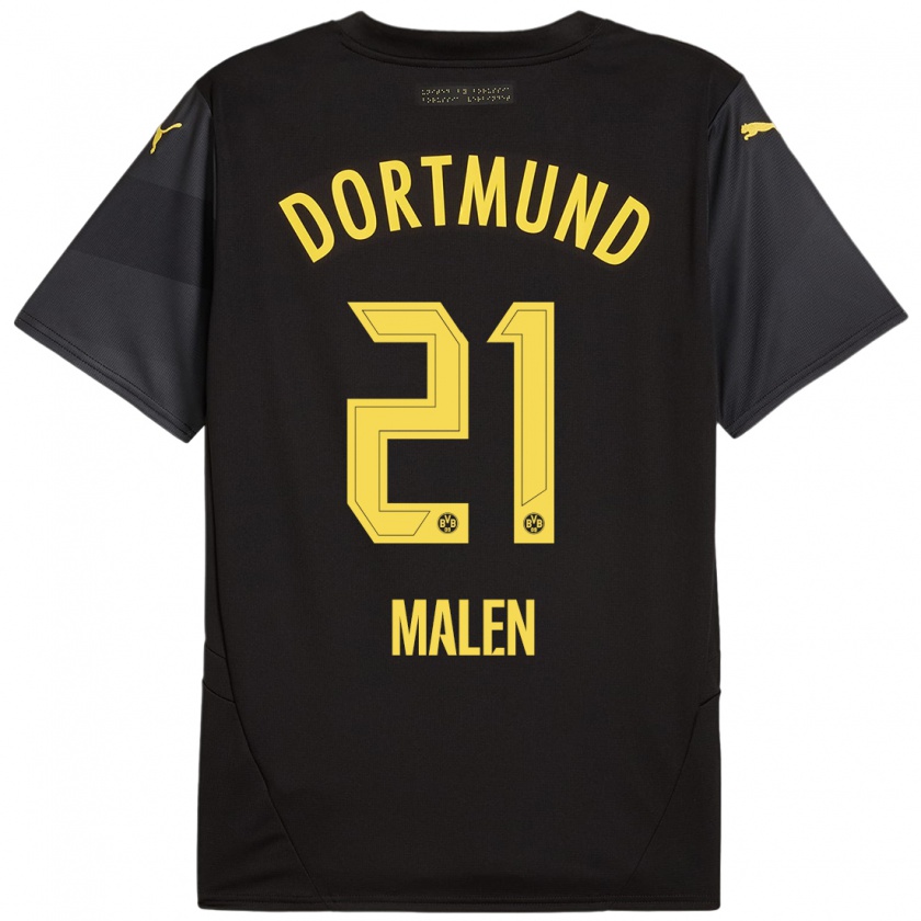 Kandiny Damen Donyell Malen #21 Schwarz Gelb Auswärtstrikot Trikot 2024/25 T-Shirt