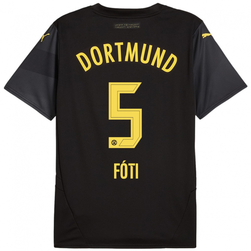 Kandiny Damen António Fóti #5 Schwarz Gelb Auswärtstrikot Trikot 2024/25 T-Shirt