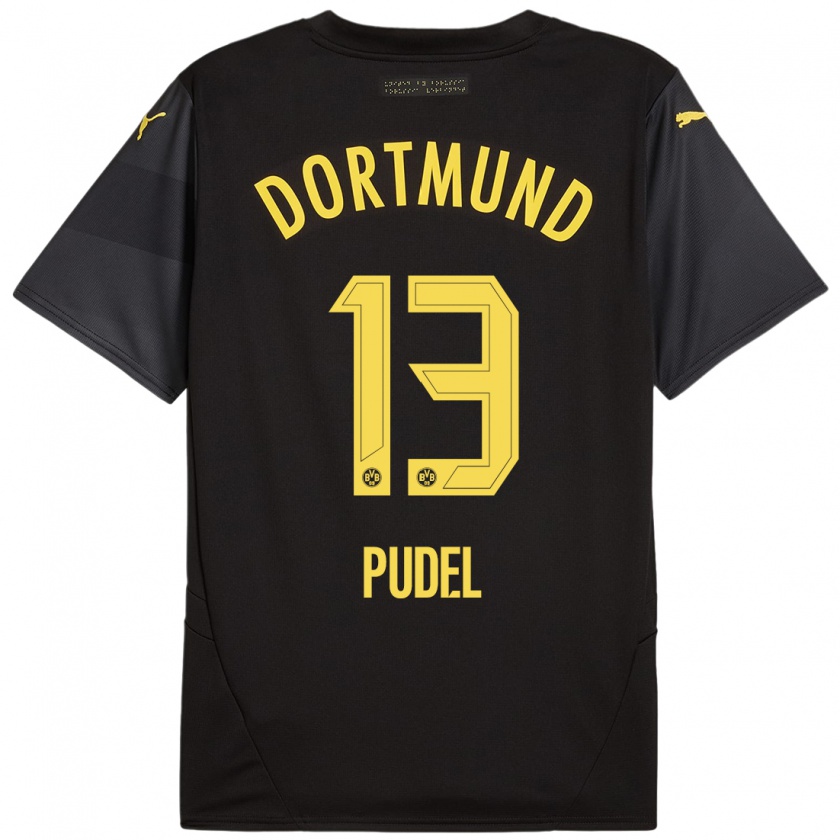 Kandiny Damen Bjarne Pudel #13 Schwarz Gelb Auswärtstrikot Trikot 2024/25 T-Shirt