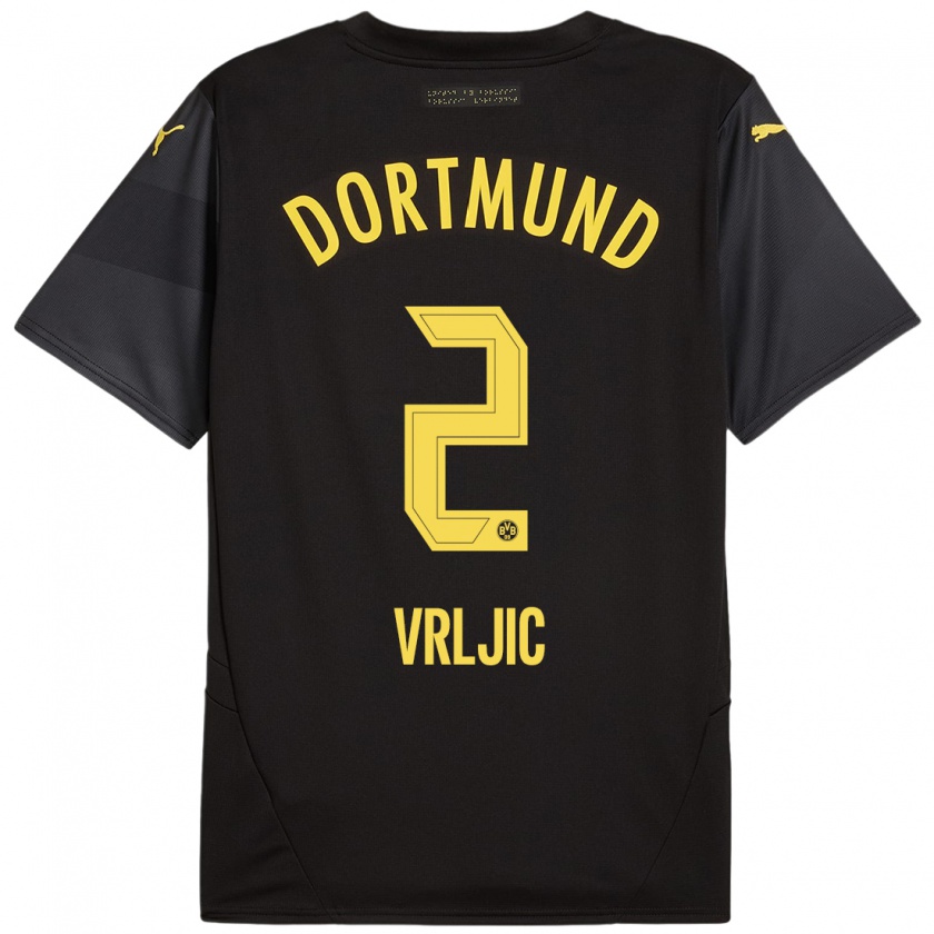 Kandiny Damen Daniel Vrljic #2 Schwarz Gelb Auswärtstrikot Trikot 2024/25 T-Shirt