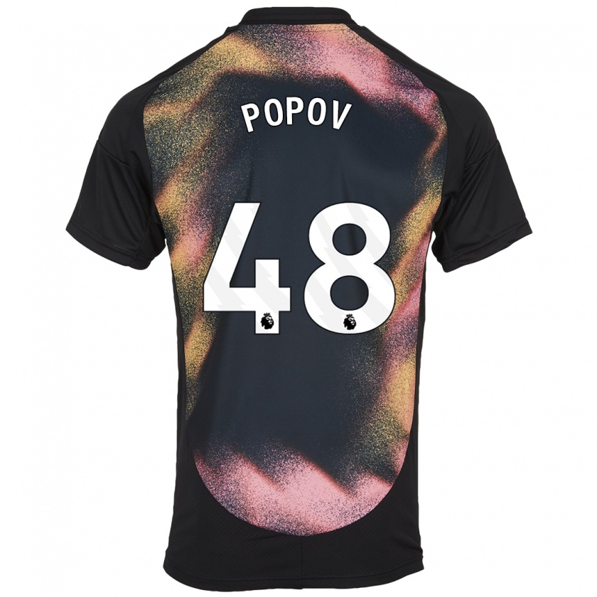 Kandiny Damen Chris Popov #48 Schwarz Weiß Auswärtstrikot Trikot 2024/25 T-Shirt