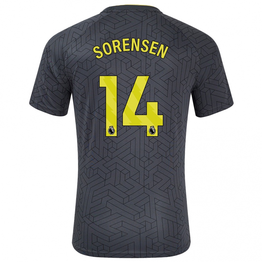 Kandiny Damen Nicoline Sorensen #14 Schwarz Gelb Auswärtstrikot Trikot 2024/25 T-Shirt