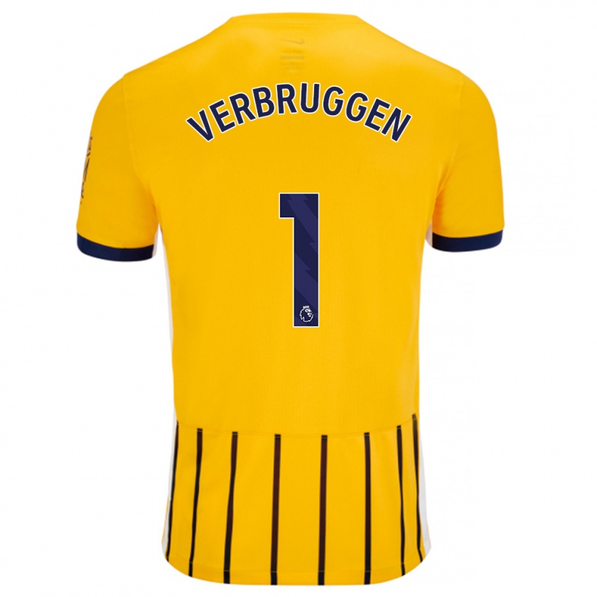 Kandiny Damen Bart Verbruggen #1 Gold Blau Nadelstreifen Auswärtstrikot Trikot 2024/25 T-Shirt