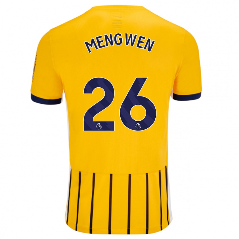 Kandiny Damen Li Mengwen #26 Gold Blau Nadelstreifen Auswärtstrikot Trikot 2024/25 T-Shirt