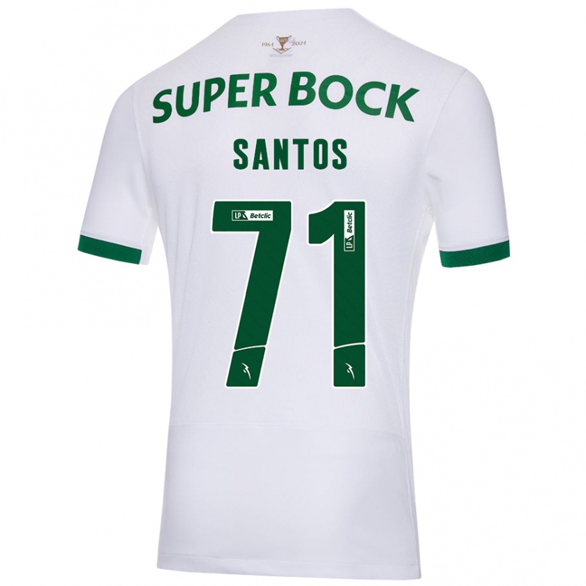 Kandiny Damen Denilson Santos #71 Weiß Grün Auswärtstrikot Trikot 2024/25 T-Shirt