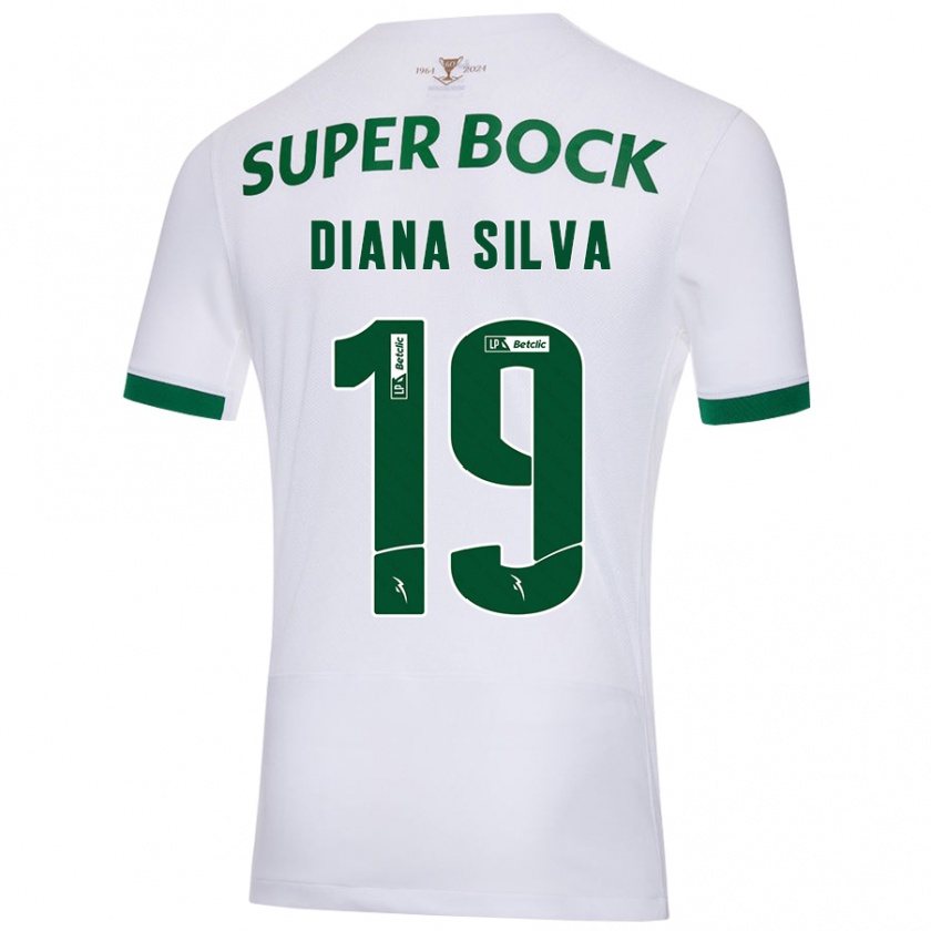 Kandiny Damen Diana Micaela Abreu De Sousa E Silva #19 Weiß Grün Auswärtstrikot Trikot 2024/25 T-Shirt