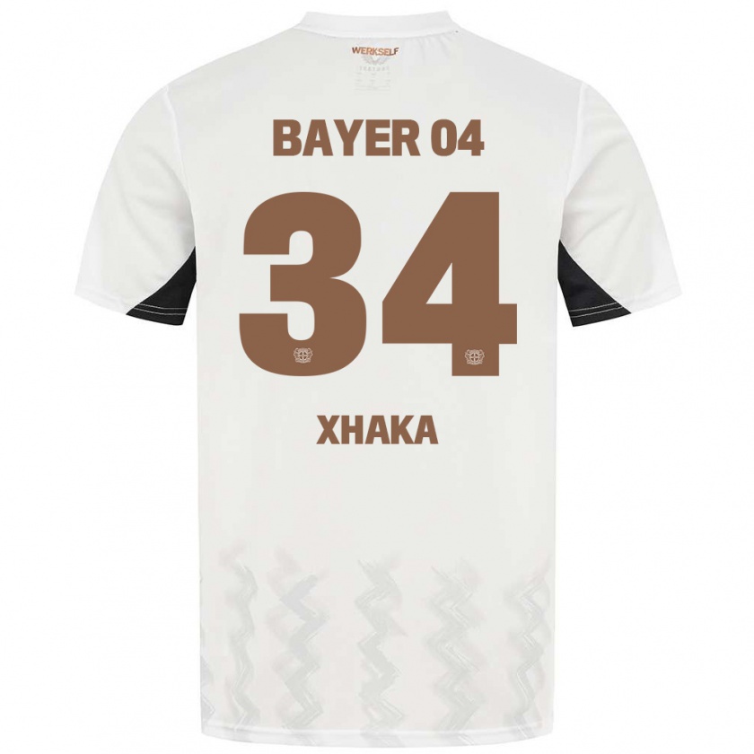 Kandiny Damen Granit Xhaka #34 Weiß Schwarz Auswärtstrikot Trikot 2024/25 T-Shirt