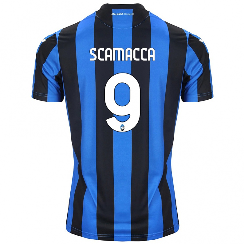 Kandiny Kinder Gianluca Scamacca #9 Blau Schwarz Heimtrikot Trikot 2024/25 T-Shirt